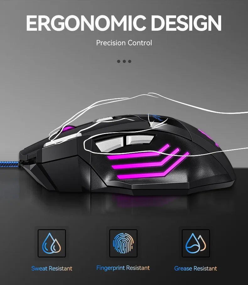 Hyperspeed USB Gaming Mouse RGB Backlit Ergonomic Gaming Mice 7D