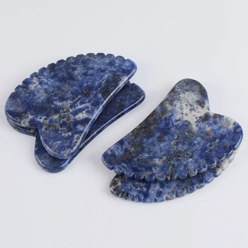 Blue stripes Face Massager Gua Sha Scraper Natural Jade Stone Skin Care Massager for Body Facial Neck Back Beauty Health Eye SPA