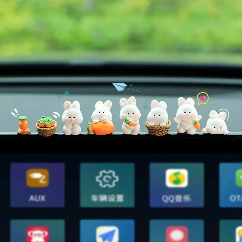Car Interior Ornaments Mini Duck Bunny Chicks Figurines For Dashboard Rearview Mirror Fairy Garden Home Decor Gift