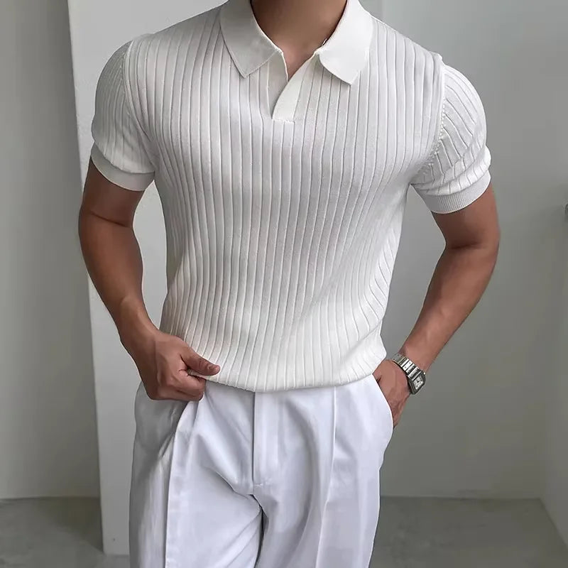 Men's Knitted Short-Sleeve Polo Shirt