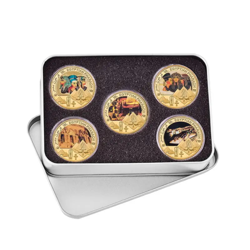 Egyptian Pharaoh Gold Plated Commemorative Coin Egypt Challenge Coin Art Craft Souvenir Business Gift for Collection Home Decor