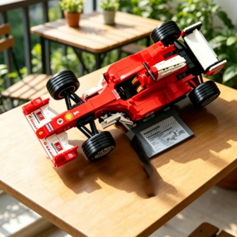 New 735pcs DIY Assembling Vehicle Ornament Formula Racing Car Building Bricks F2004 Speed Race Car Mechanical Model For Adults