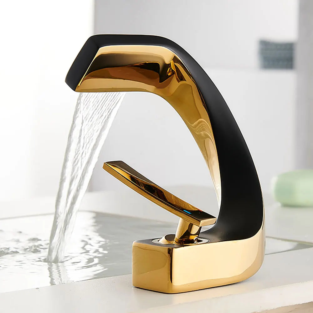 Bathroom Deck Mounted Basin Faucet Black Sink Tap Single