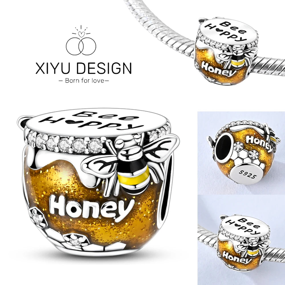 Cute Pet Series Capybara Couples Charms Eat Fruit Beads Fit DIY 925 Silver Bracelet Necklace Women Anniversary Jewelry Gift