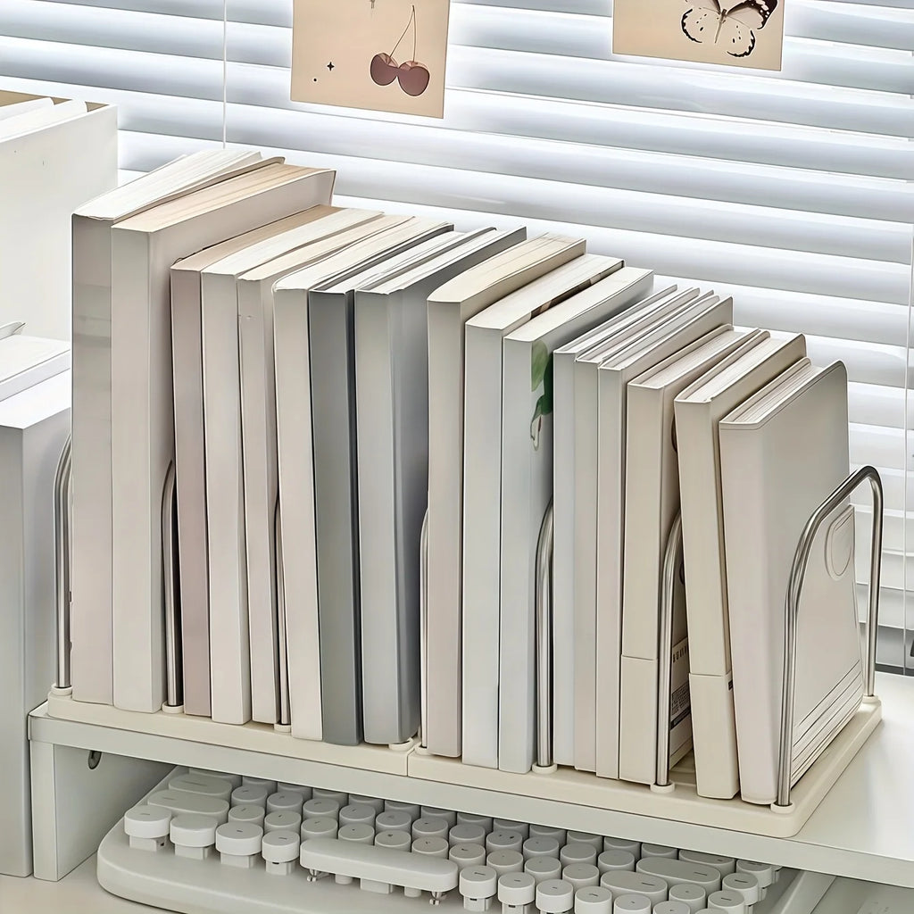 PP Material Desktop Bookshelf | Non-Slip Base  Modern Minimalist Office Desk Organizer Shelf  |  Study Table Storage Rack