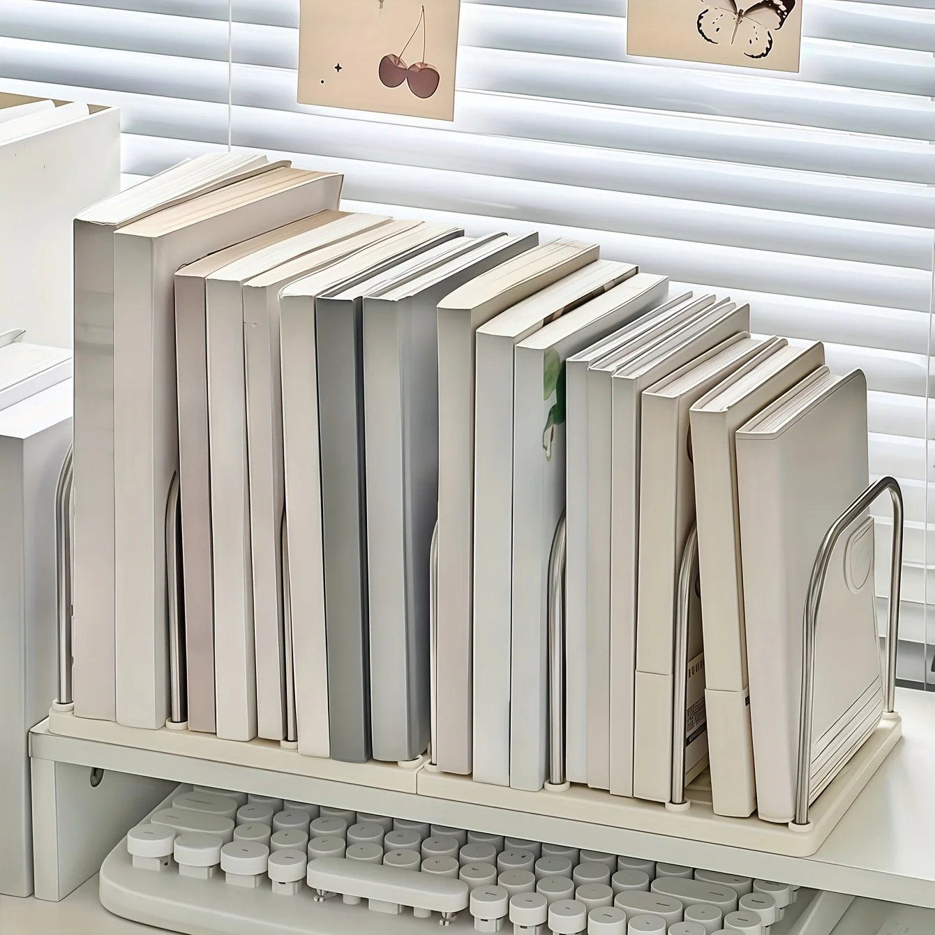 PP Material Desktop Bookshelf | Non-Slip Base  Modern Minimalist Office Desk Organizer Shelf  |  Study Table Storage Rack