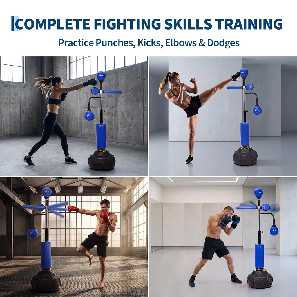 Height Adjustable Freestanding Boxing Bar with Swivel Bar and 2