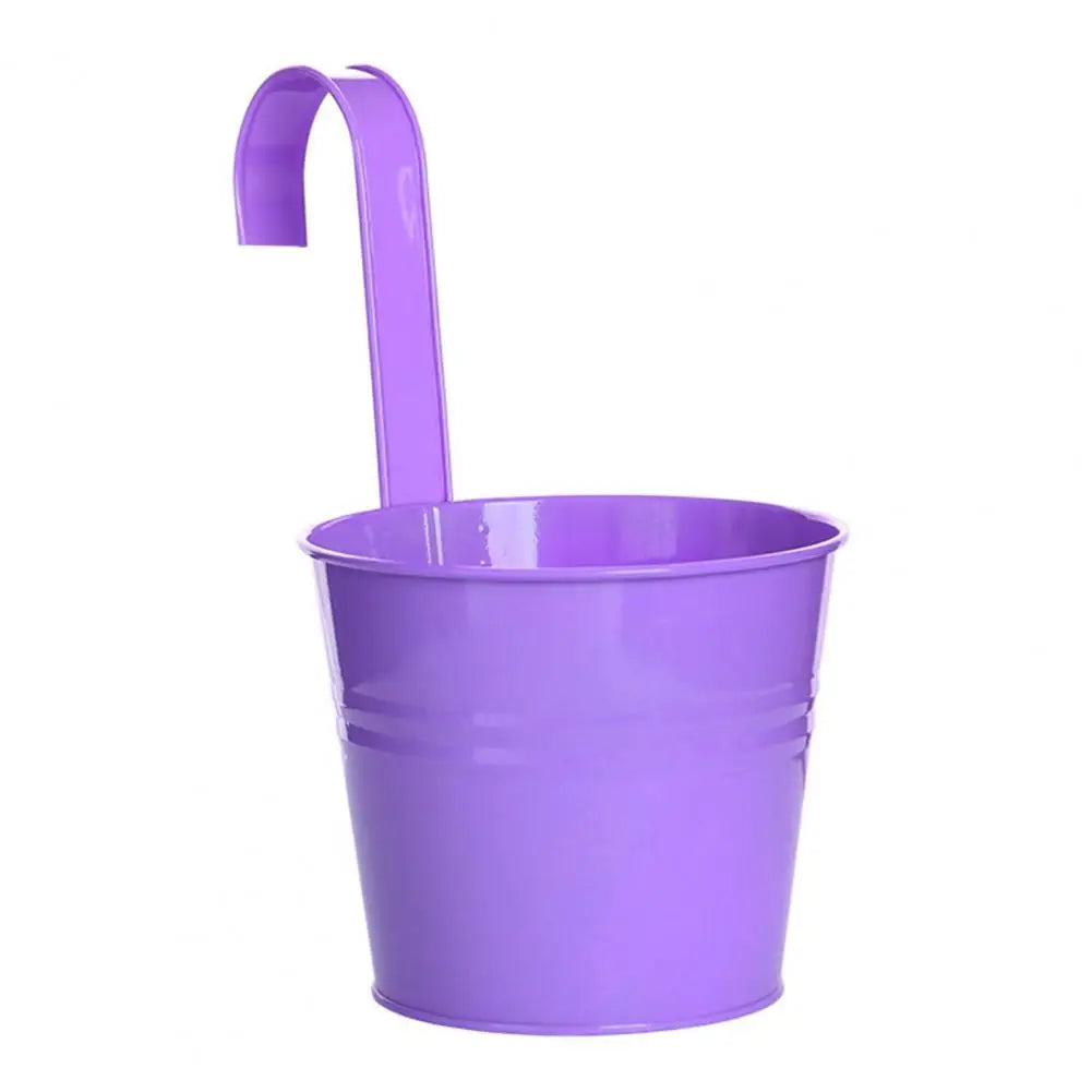 Hanging Flower Pot Natural Style Iron Metal Bucket Balcony Courtyard Home Decor Cafe Hook Wall Pot Flower Pot Garden Decoratiom
