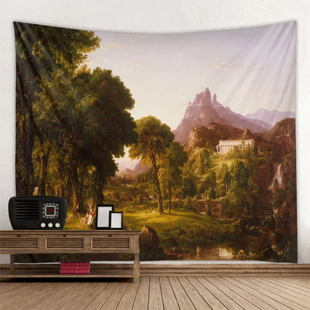 French Monet oil painting tapestry home landscape painting art wall hanging room decoration yoga mat sofa blanket bed sheet