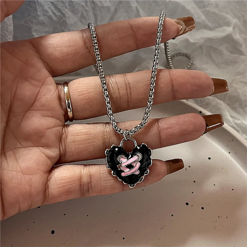 Gothic Punk Fashion Charm Cute Pink Large Cross Pendants Choker