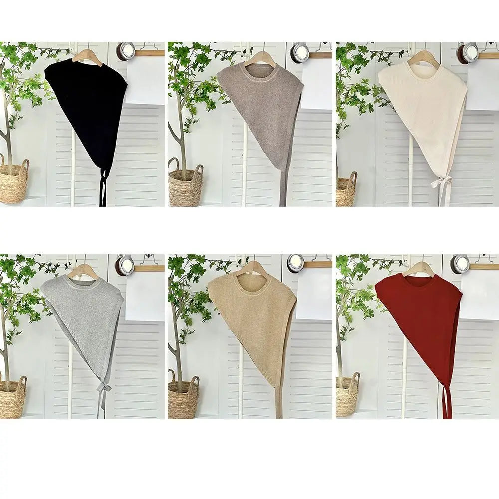 for Blouse Knitted Shawl Vest Solid Color Warm Triangle Beveled Edge Vest Clothing Accessories Polyester
