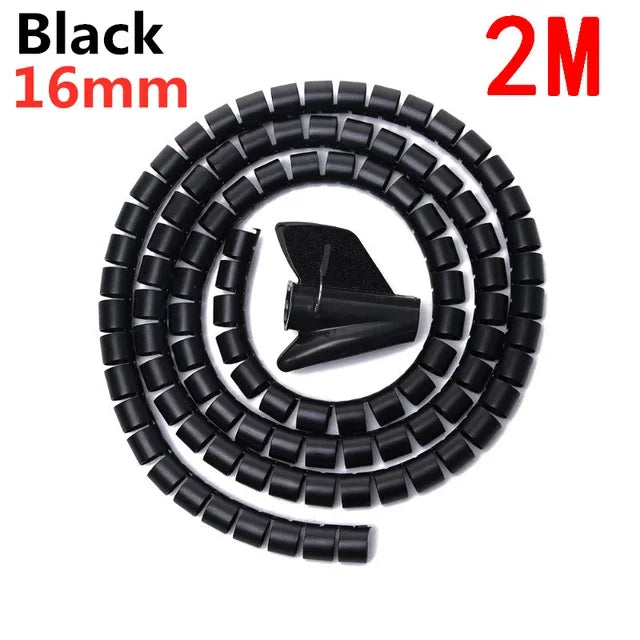 Cable Wire Protector Cable Organizer Flexible Spiral Protector Wire Desk Organizer Office Computer Cord Protective Tube Clip