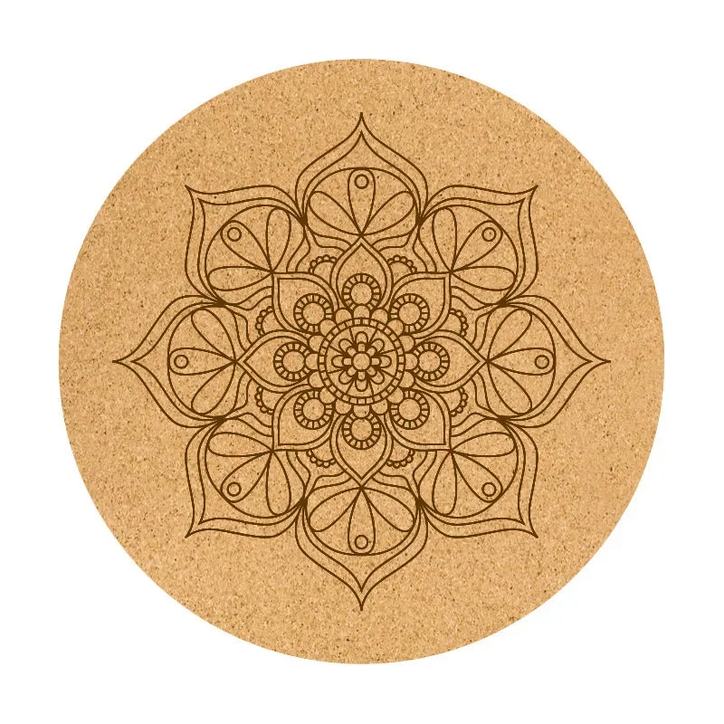 68cm Cork Natural Rubber Mat 5mmThickened Meditation Cushion Sitting Cushion Round Flat Yoga Mat Sweat-absorbent Breathable