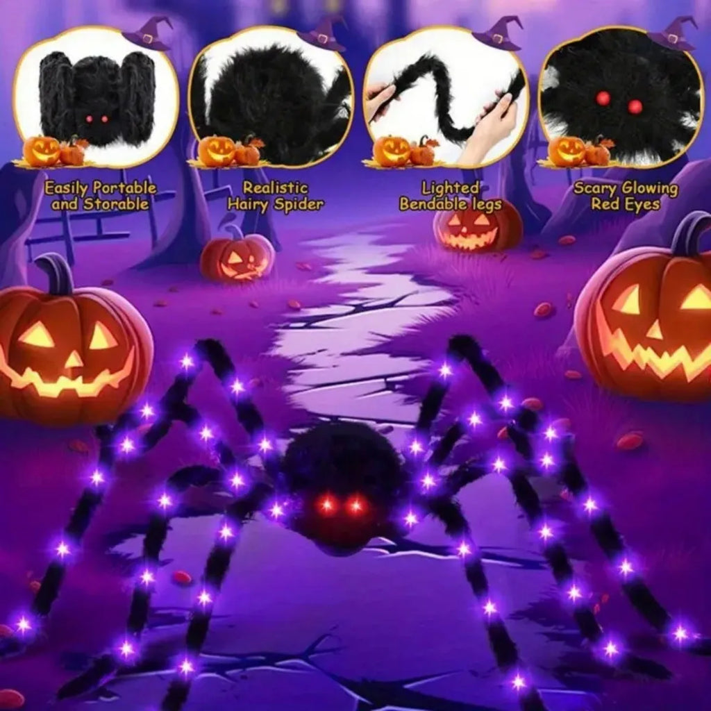 Giant Light-Up Halloween Spider Decor