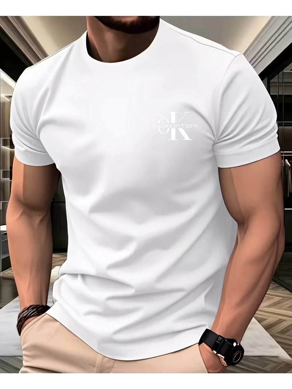 Summer Men's Fashion Casual Streetwear Sport Sweat-Wicking Breathable Printed