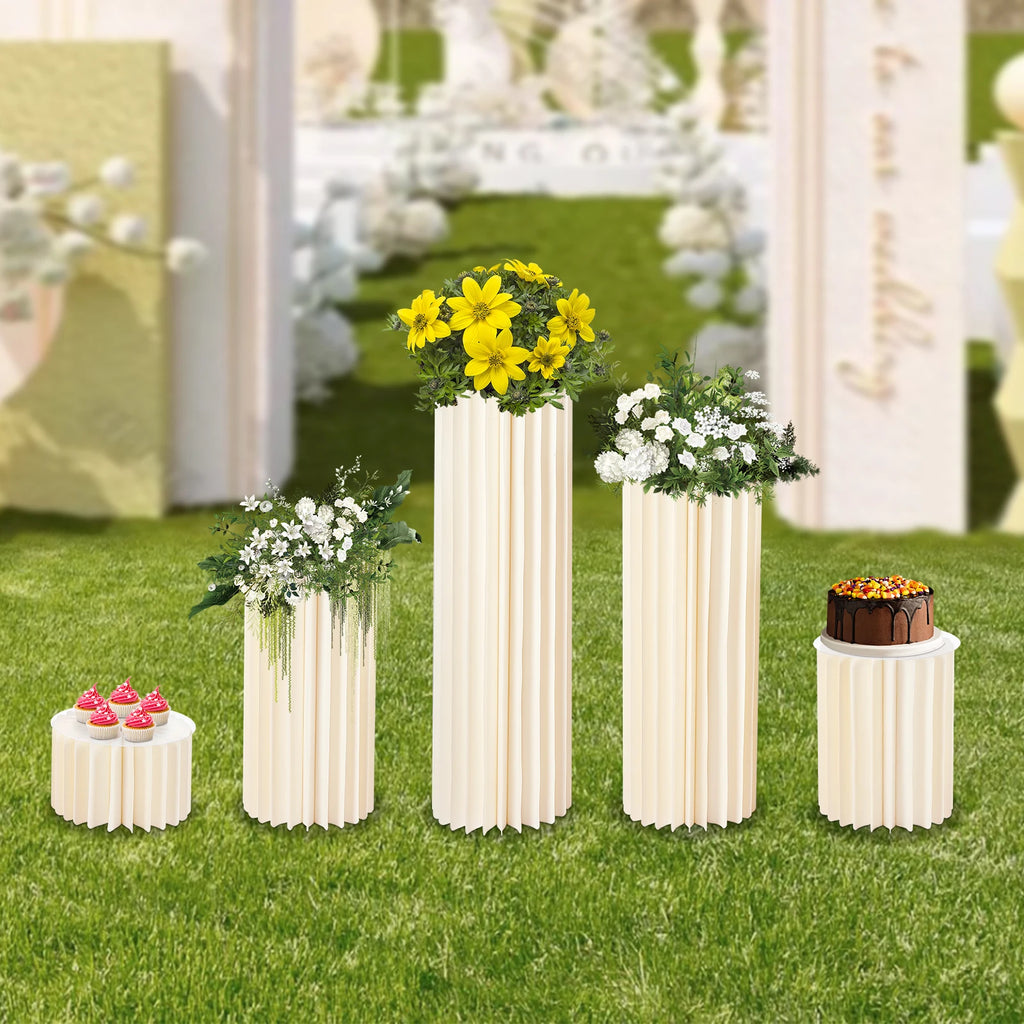 Wedding Party Flower Stand Cylinder Foldable Cardboard Centerpiece Dessert