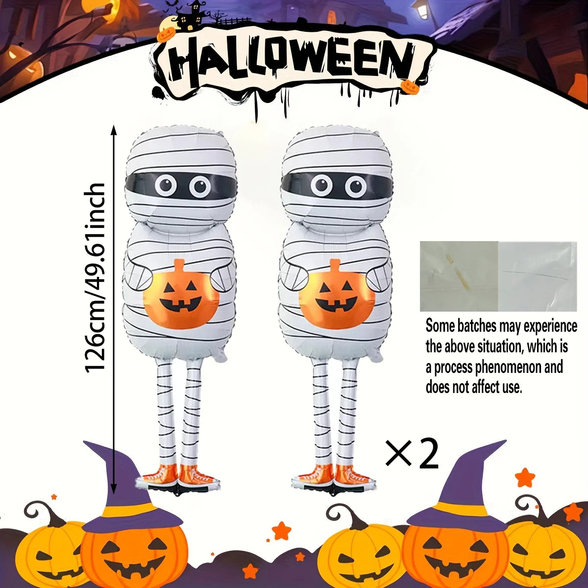 Handheld Pumpkin Mummy Aluminum Film Balloon White Orange Shaped Mummy Balloon Halloween Decoration Trick Party Decoration