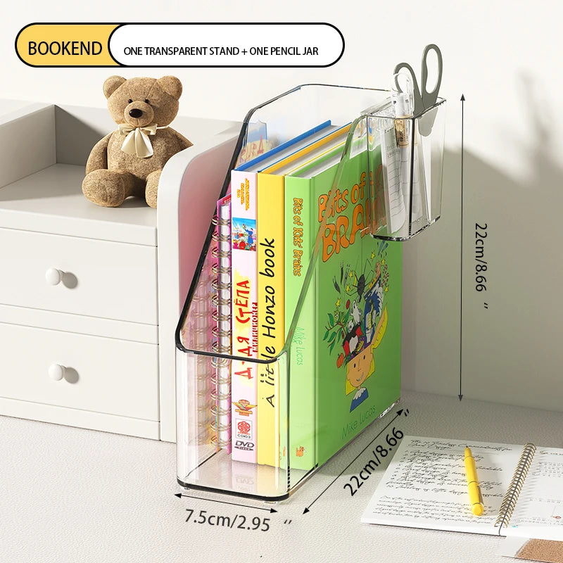 Vertical File Holder, Clear PET Desk Organizer and Storage Bins Holding for Magazines, Binders, Notebooks, Envelopes, Multi-purp
