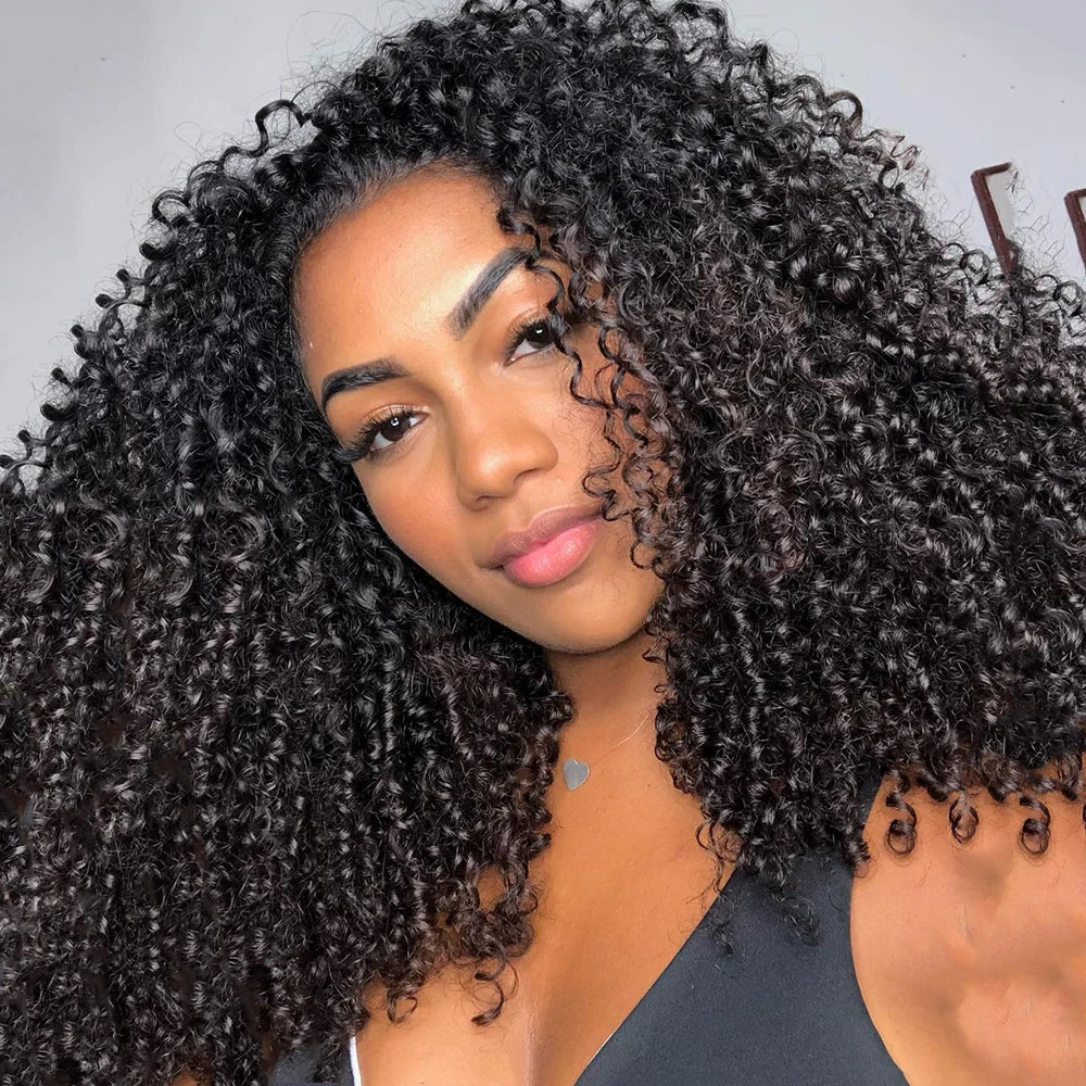 Bouncy Burmese Pixie Curly Human Hair Bundles with Closure