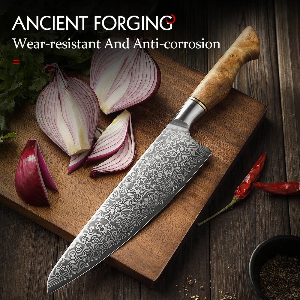 HEZHEN 1-2PC Knife Set Professional Damascus Steel Utility Chef Knife For Meat Japanese Cook Kitchen Knife