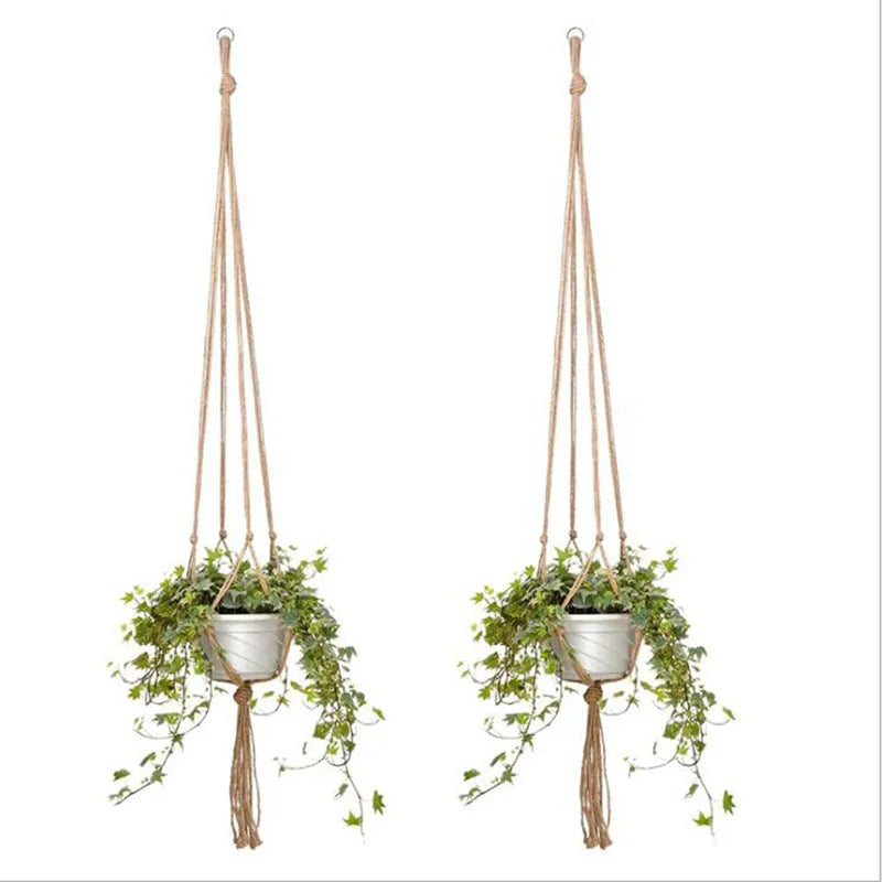 Garden Hanging Planter Macrame Plant Storage Basket Jute Rope Woven Indoor Outdoor Flower Pot Holder Plant Hangers Home Decor