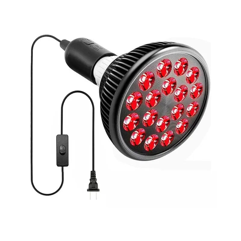 E27 LED Red 54W Light Therapy Lamp 660nm&850nm Infrared Bulb for Skin Care Pain Relief 360° Adjustable