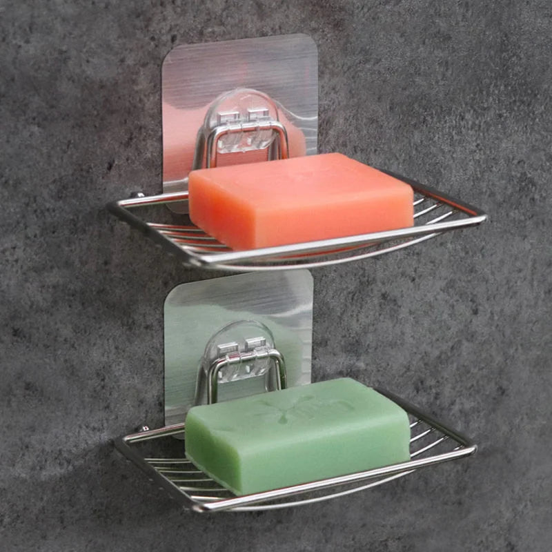 1pc Stainless Steel Soap Holder Wall Mount Drainage Soap