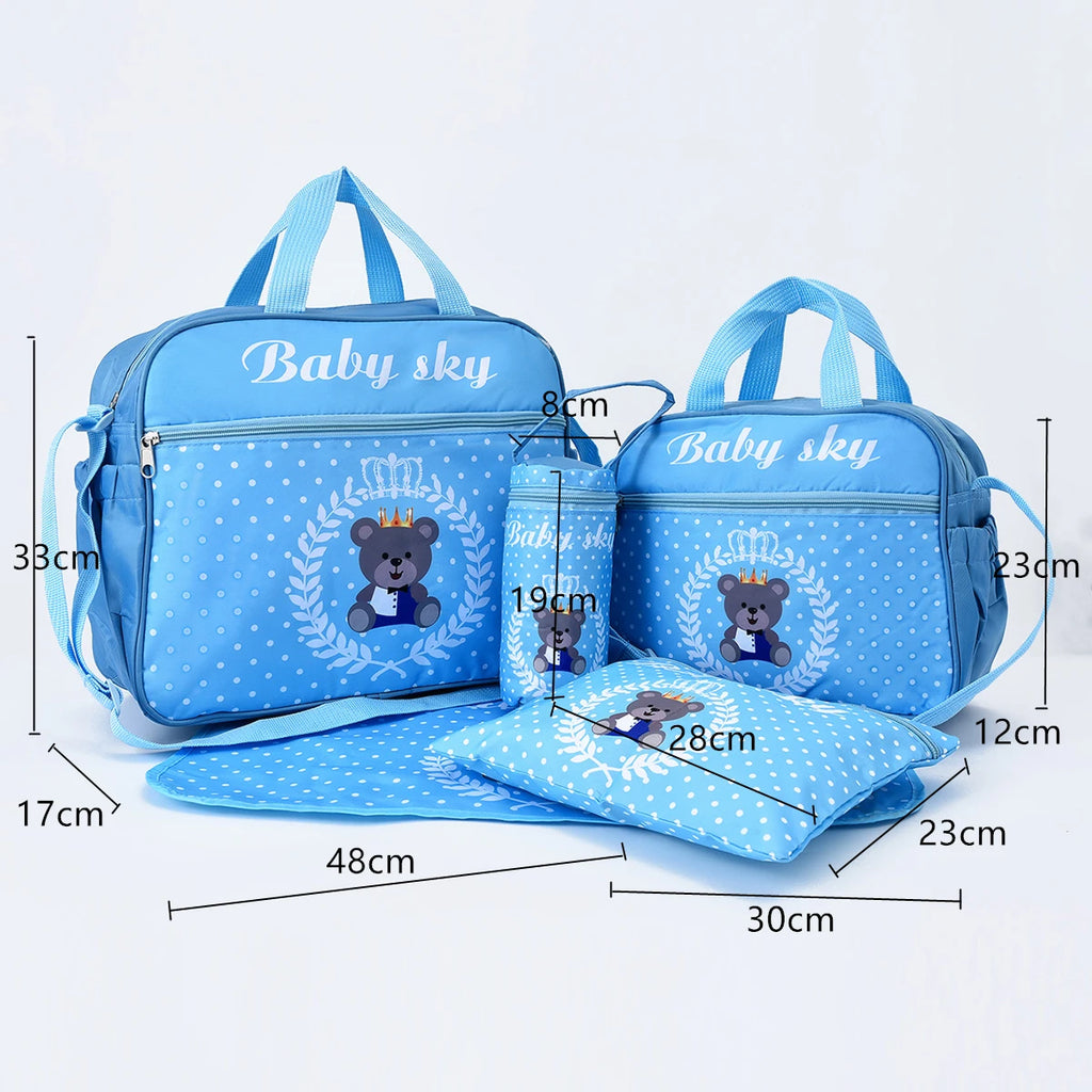 Mommy Bag Five Piece Bag Fashion Print Bears Multifunctional