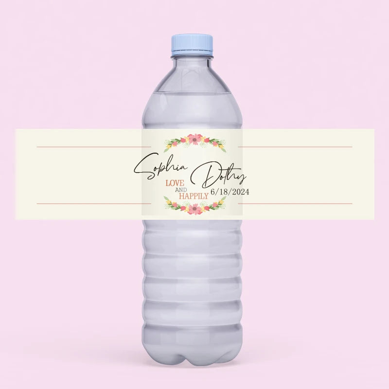 Custom Wedding Water Bottle Labels Personalized Name &amp; Date