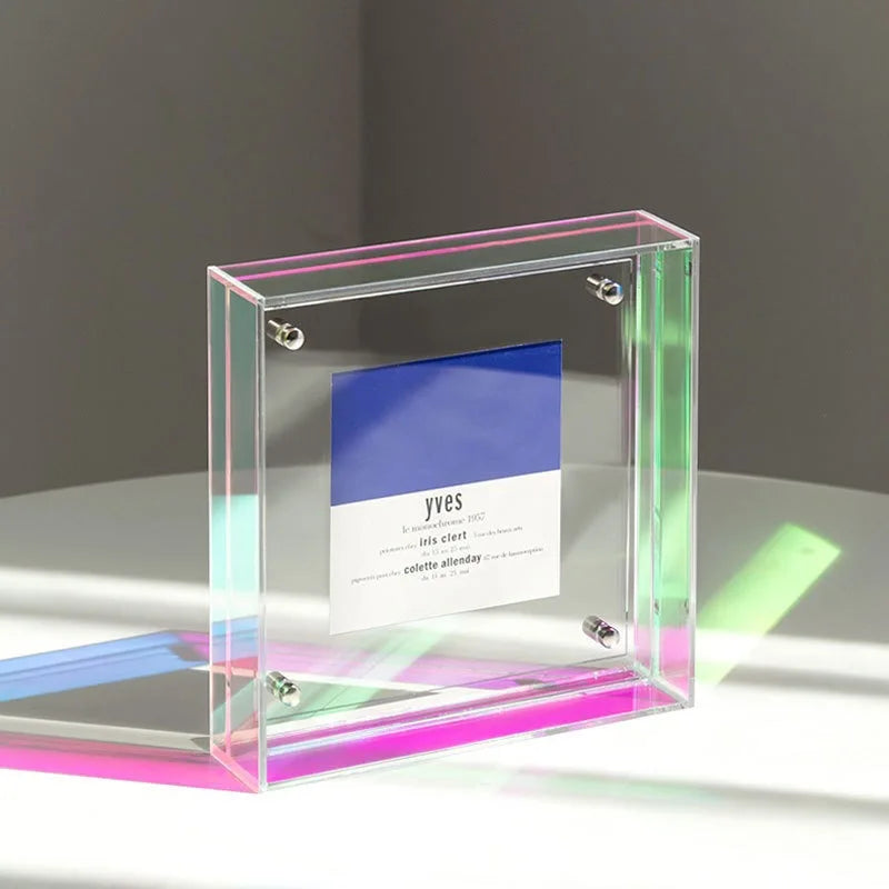 Color Acrylic Picture Frame Pendulum Table Square 4-inch Postcard Double-sided Display Stand Transparent Picture Frame Picture