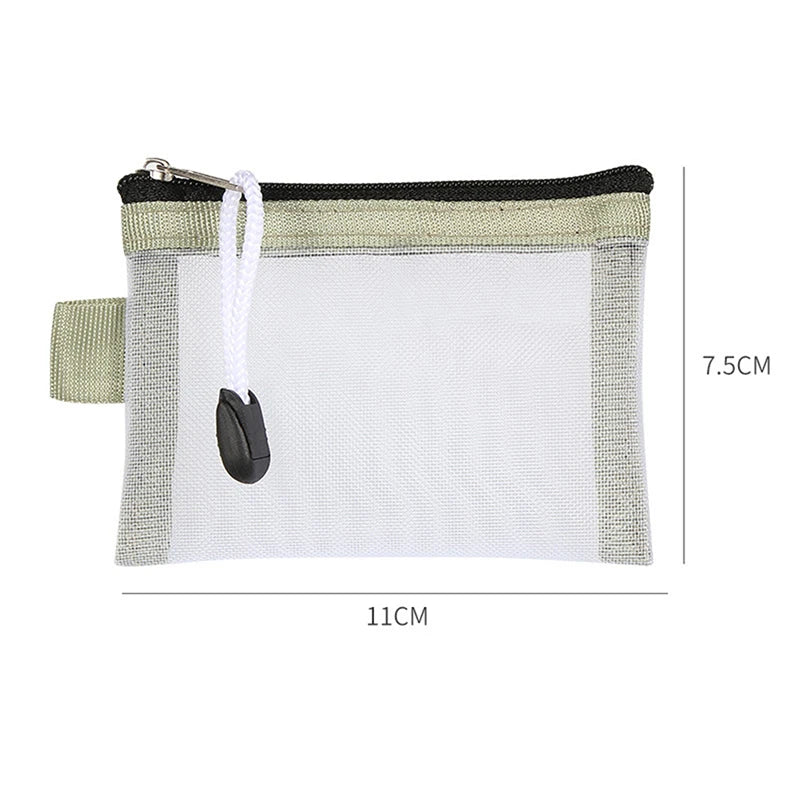 Mini Transparent Nylon Mesh Card Bag Credit ID Card Organizer Portable Coin Purse Lipstick Earphone Data Line Key Storage Bag