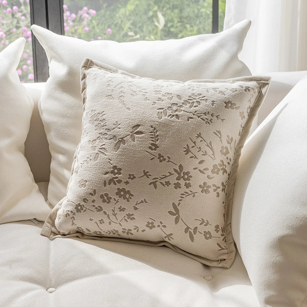 Cream Style Plush Sofa Pillowcase Ins Style Living Room Decorative Flower Pillow Bedside Cushion Bed Waist Backrest