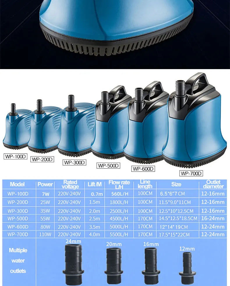 Submersible pump, low water level silent filtration circulation pump, small aquarium water pumping bottom suction pump