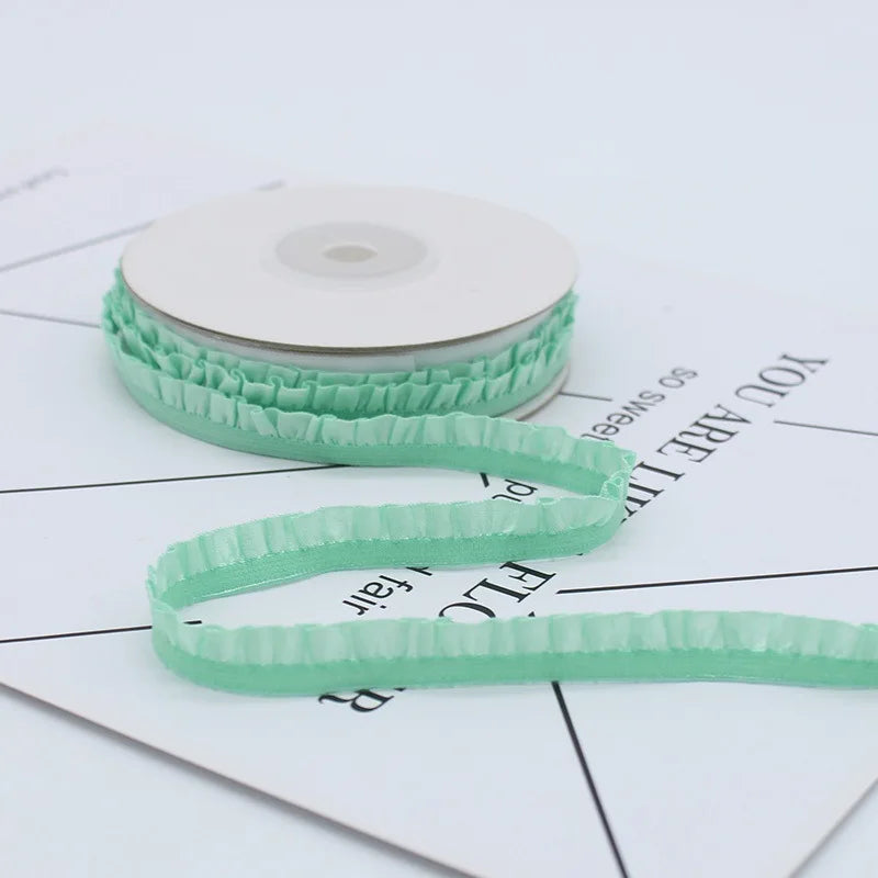 5yards 10mm Lace Elastic Ribbon Nylon Ruffled Pleated Elastic Band For Bra Waist Band Garment Lace Trim DIY Sewing Accessories