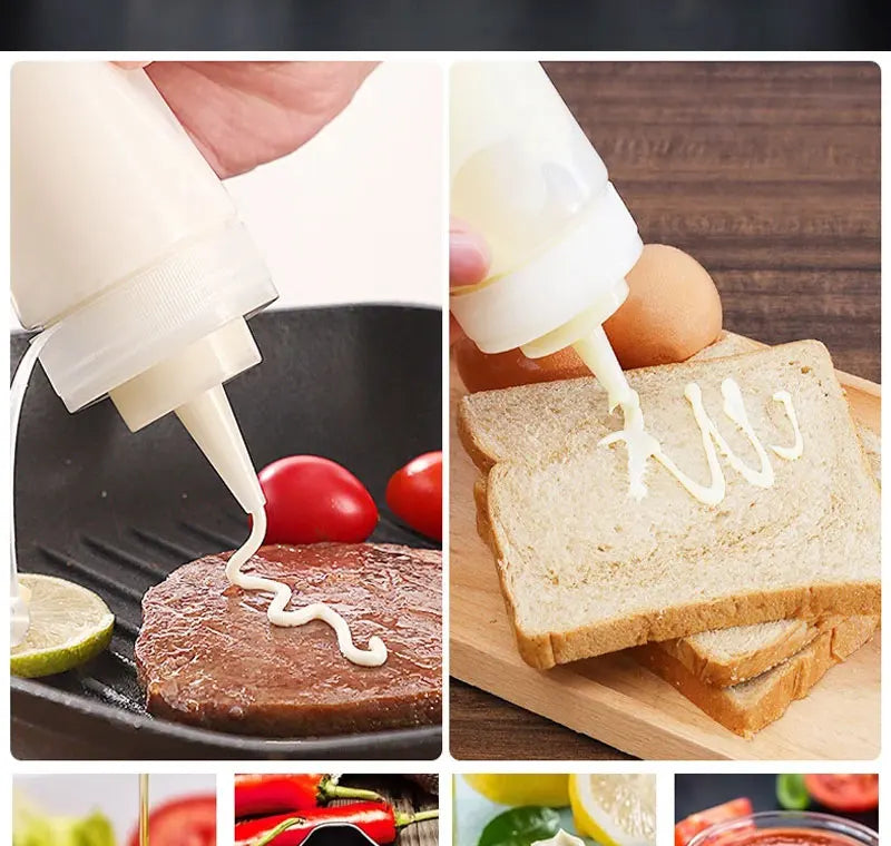 Large Squeeze  Condiment Squeeze Bottles Hot Sauces Olive Oil Bottles Ketchup Mustard Dispensers Kitchen Accessories Gadgets