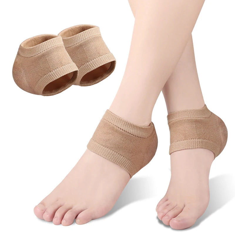 Heel Cups Plantar Fasciitis Support Feet Care Skin Repair Cushion Half-yard Socks Gel Silicone Heel Protector Sleeve Heel Pads