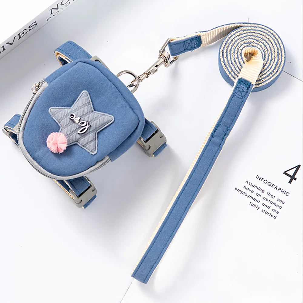 Pet Backpack Chest Strap Anti Breakaway Outdoor Cat Walking Leash Dog Leash Adjustable Cat and Dog Leash