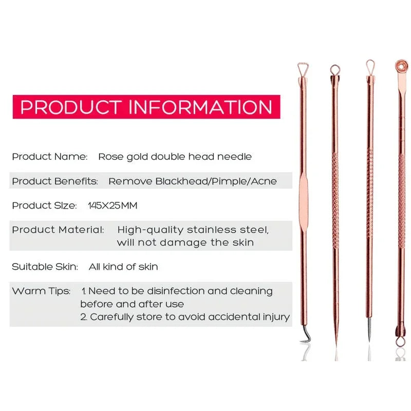 4PCS Acne Blackhead Comedone Black Spot Pimple Blemish Remover Skin Care Women Beauty Acne Treatment Pore Cleanser Needle Hook