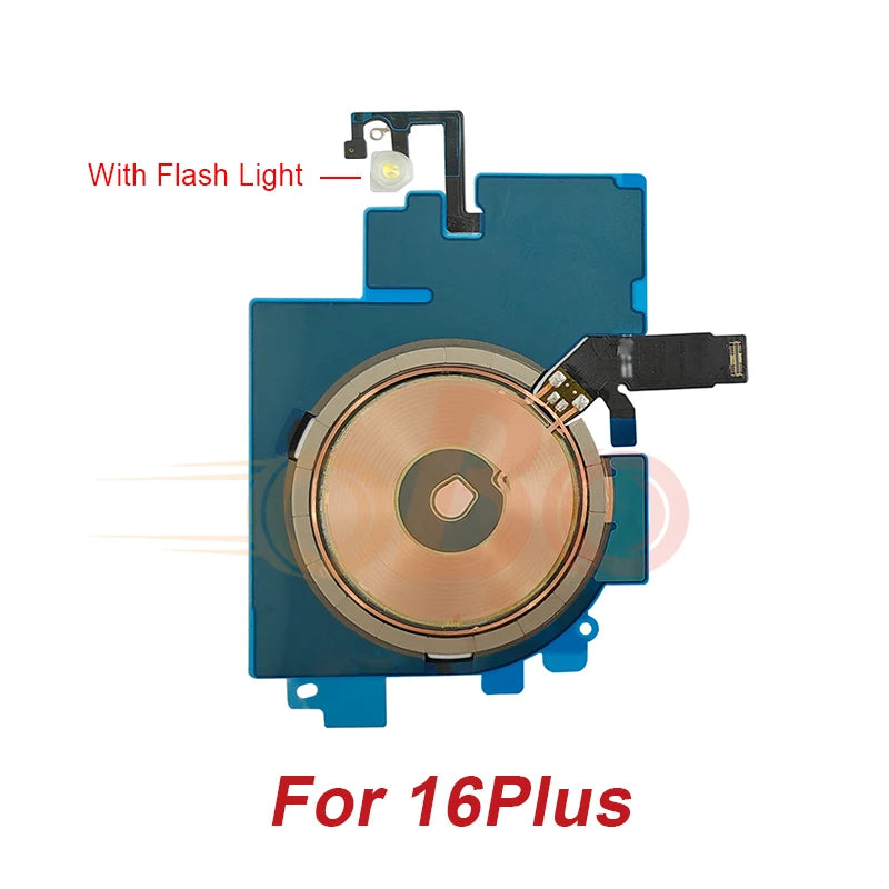 Wireless Charging Coil Sticker With Flash light Flex Cable For iPhone 14 15 16 Plus Pro Max Promax Wireless Charger Repair (1PC)