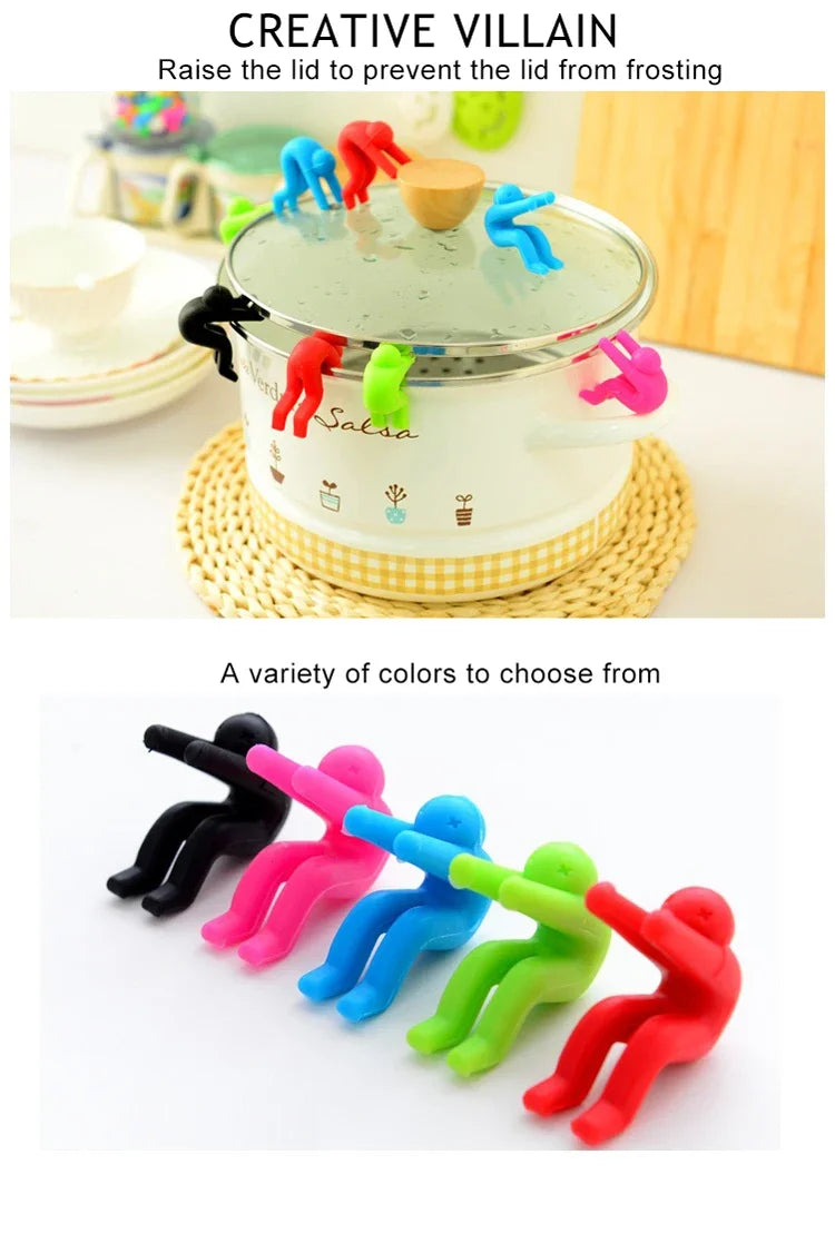 Silicone Support Pan Pot Lid Holder Anti-Overflow Pot Clip Kitchen Tools Stand Mobile Phone Chopstick Spoon Holder Stand Gadgets
