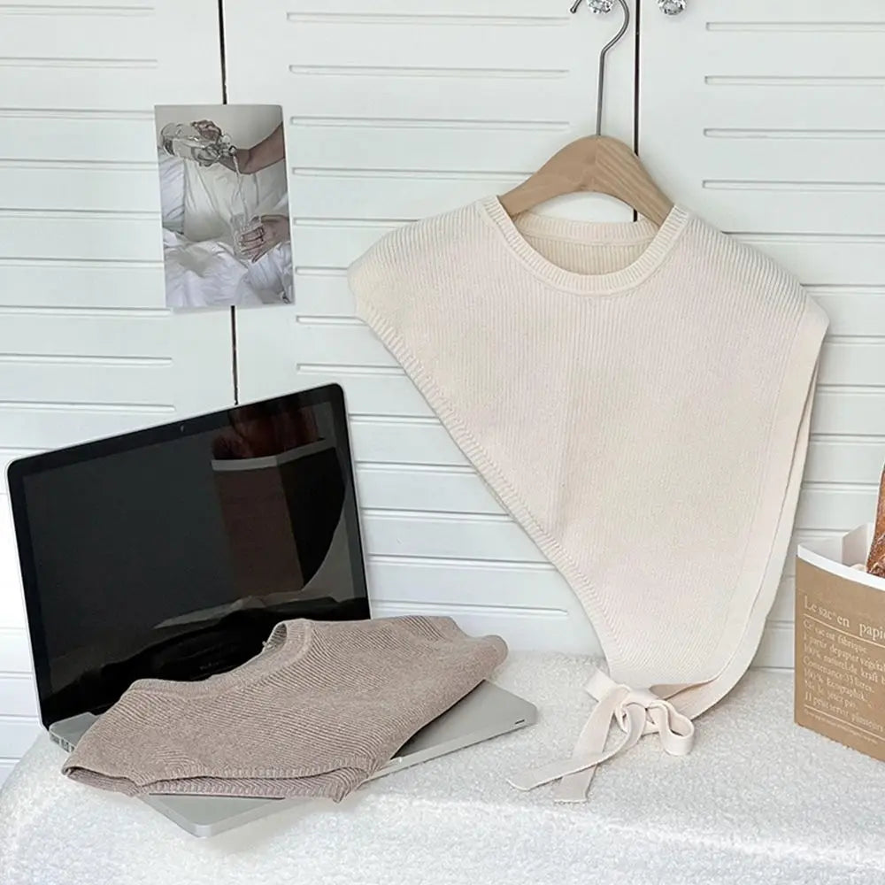 for Blouse Knitted Shawl Vest Solid Color Warm Triangle Beveled Edge Vest Clothing Accessories Polyester