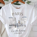 Y2k T Shirt Paris Women Print T-Shirt Girl Short Sleeve - Fq800T White