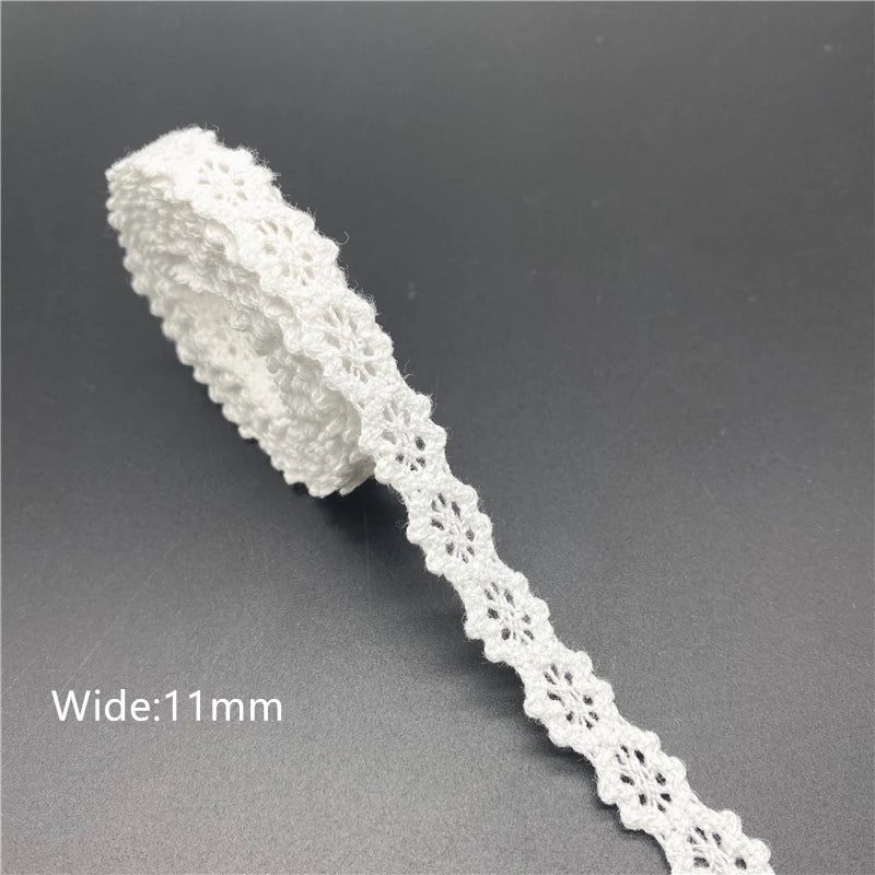 10mm-50mm 2yards White 100%Cotton Lace Ribbon For Apparel Sewing Fabric Trim Cotton Crocheted Lace Ribbon Handmade Accessories