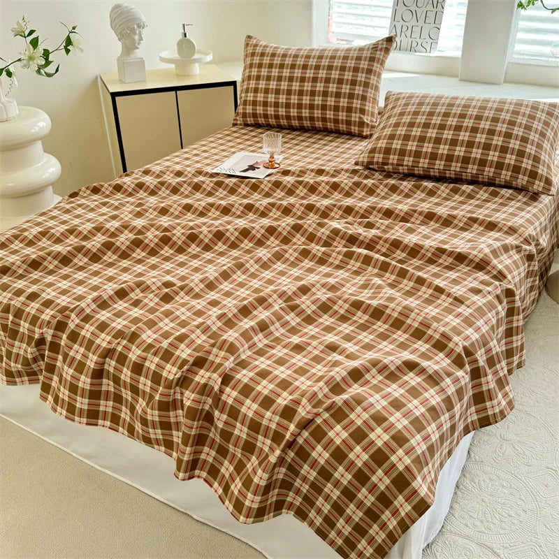 1pc Washed Cotton Flat Bed Sheets Single/Queen/King Size Bed Cover for Double Bed Flower Printed Soft Bed Sheets Top Sheets Set