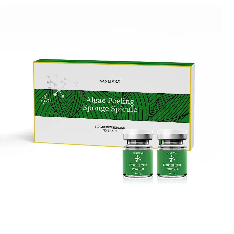 10 Vials Algae Peeling Powder DIY Facial Mask Sponge Spicules Natural Seaweed Skin Care Repair Acne Clean Pores 5 Pairs