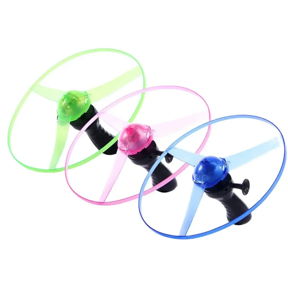 Luminous Flying Disc Propeller Toys LED Lighting Pull String