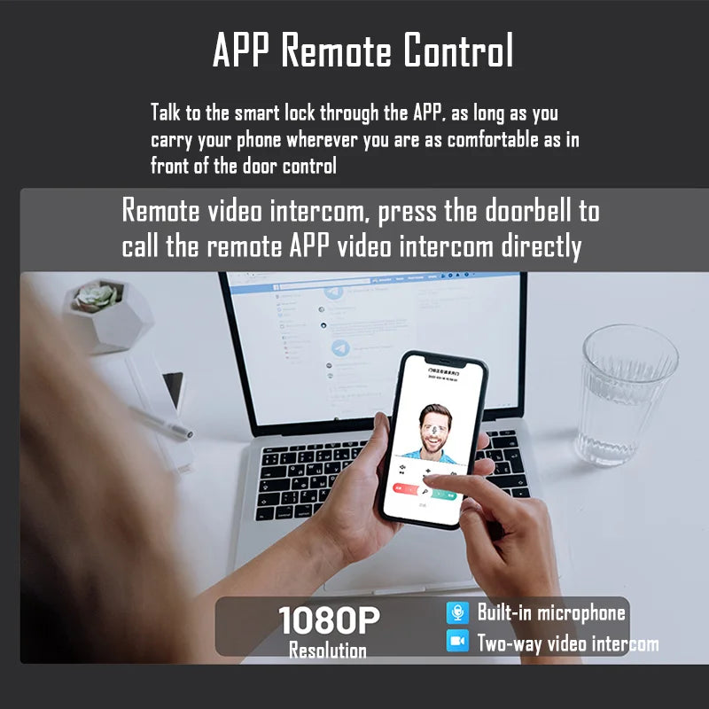 Wifi Tuya APP Face Recognition Smart Door Lock With