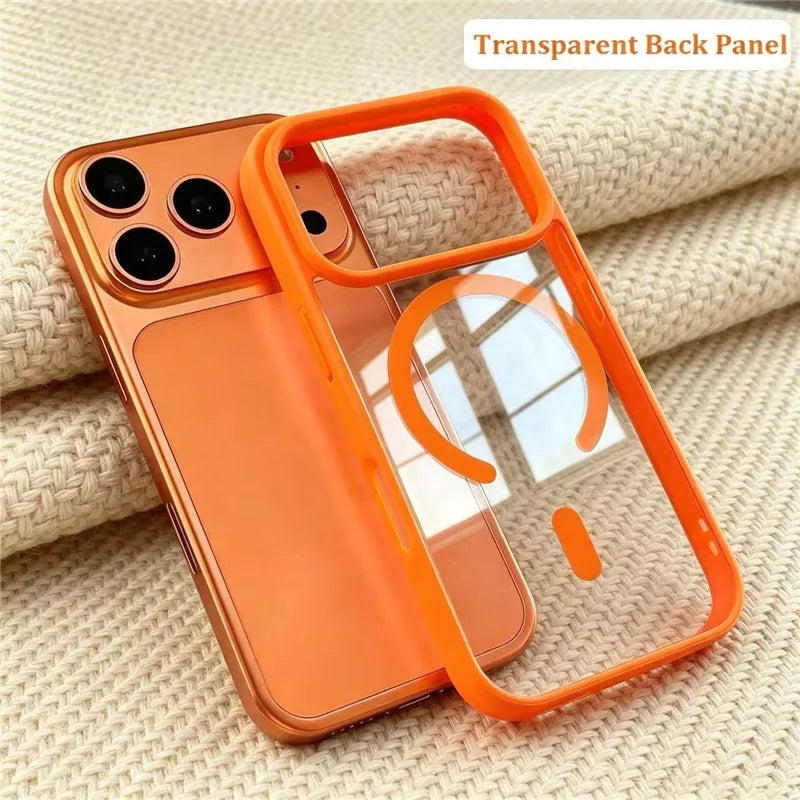 Luxury For Magsafe Magnetic Phone Case for IPhone 18 17 16 15 14 13 12 11 Pro Max Plus Wireless Charge Transparent Back Cover