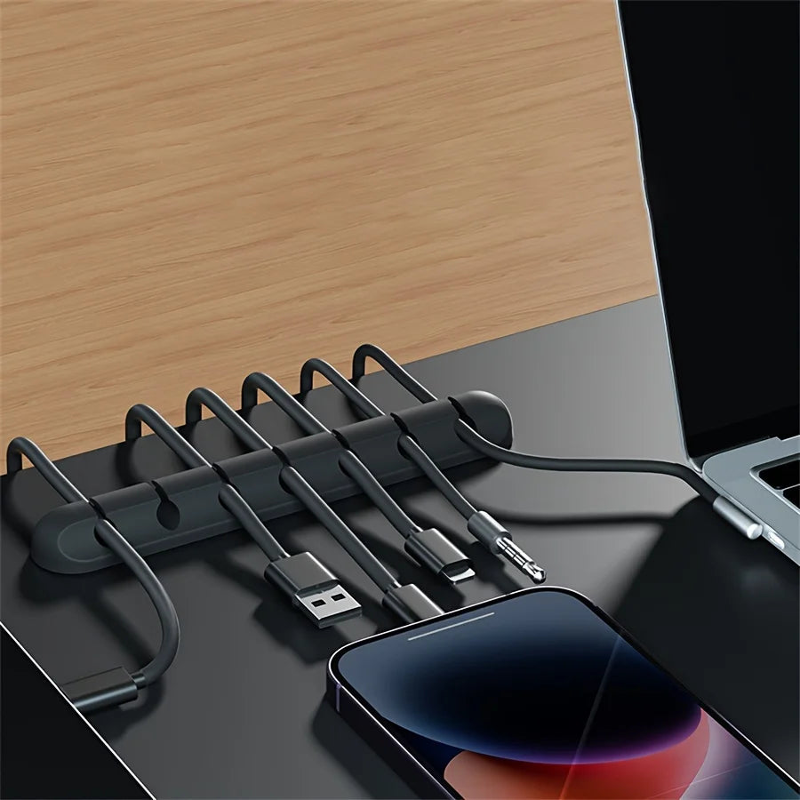 5/7 Clips Adhesive Cable Winder Desktop Wire Earphone Cable Holder Desk Organizer Stationery Office Supplies Material Escolar