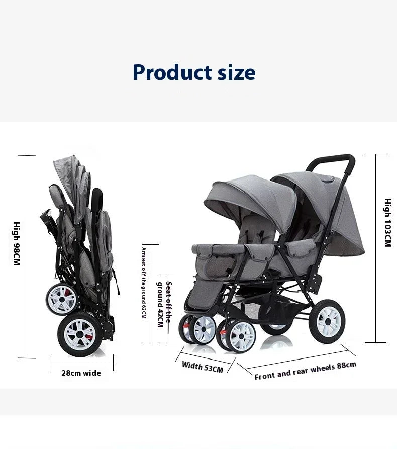 Twin Strollers Kids Two Seats Strollers Foldable Carriage Double